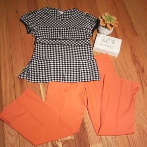 Women's plaid scrub top(White Cross) & solid scrub pants(Cherokee)